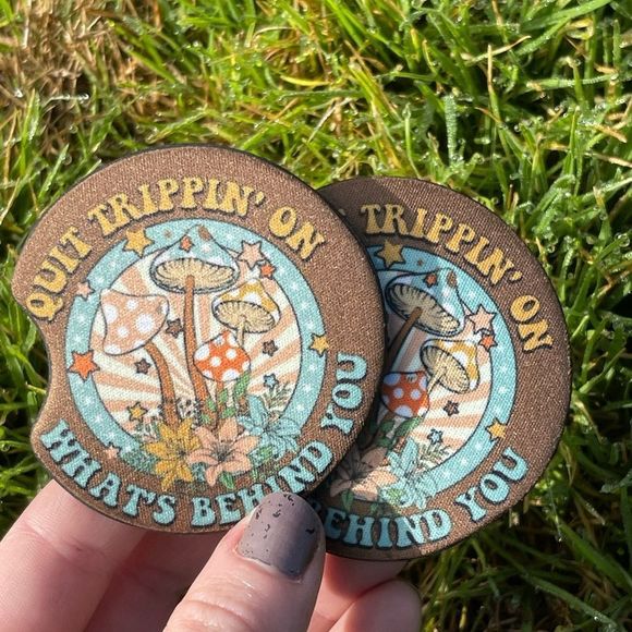 Quit Trippin Mushrom Car Coaster Set | Car Accessories - Picture 9 of 16